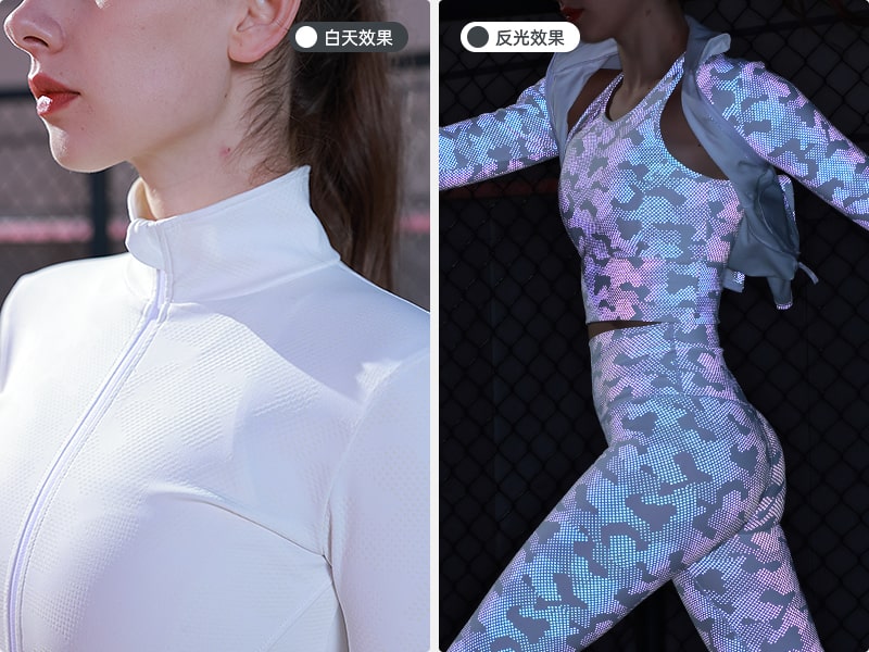 印花反光瑜伽跑步服装对比