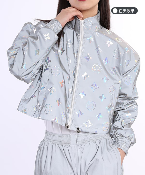 高亮亮银柔软灰色反光休闲服